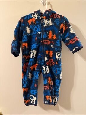 Columbia Navy Blue & Orange Fleece Hooded One-Piece
